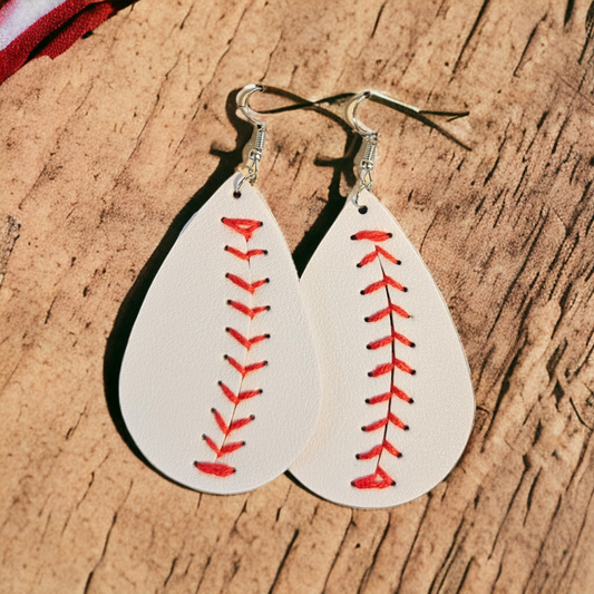 Beaded Raindrop Baseball Earrings