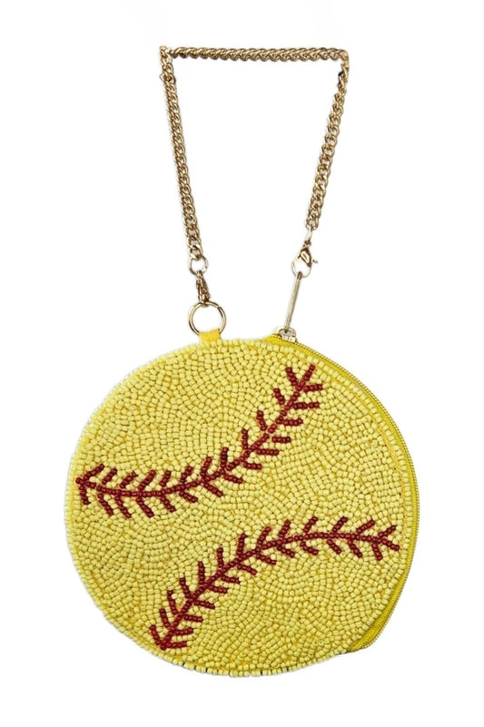 Beaded Softball Coin Bag