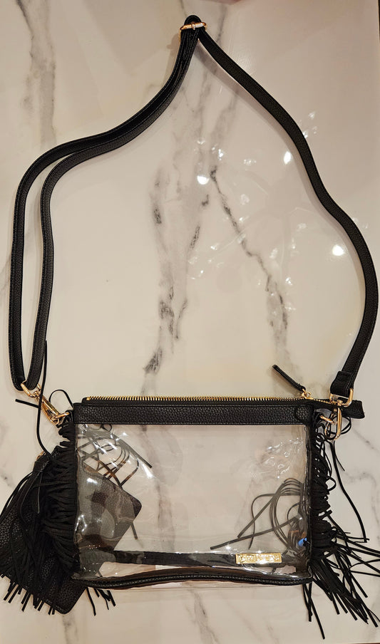 Western Crossbody- Clear PVC with Black Accents