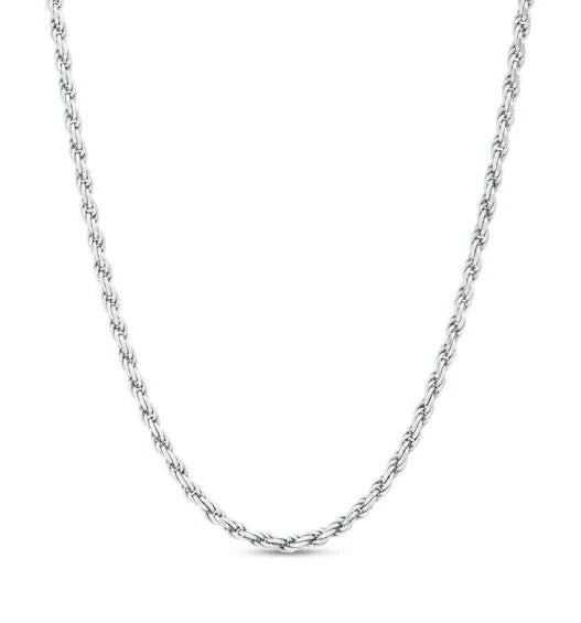 Sterling Silver Rope Necklace 20"