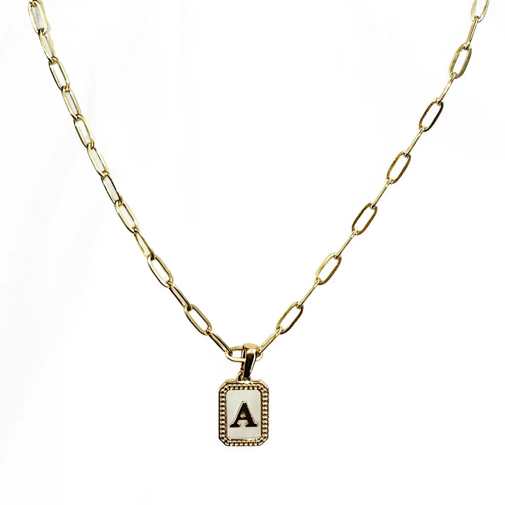 Initial Ivory Plate Necklace