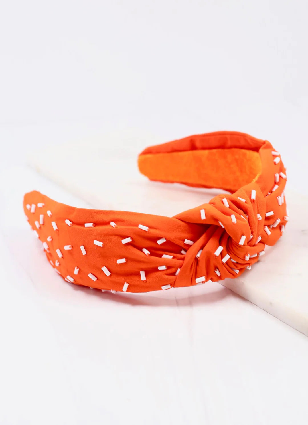 Randall Confetti Bead Headband Orange White