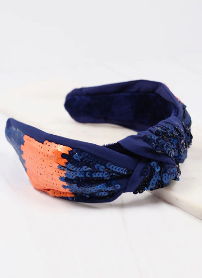 Sander Sequin Headband Navy Orange