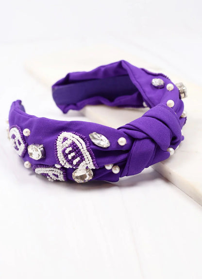 Free Catch Football Headband Purple White