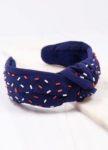 Randall Confetti Bead Headband NAVY ORANGE