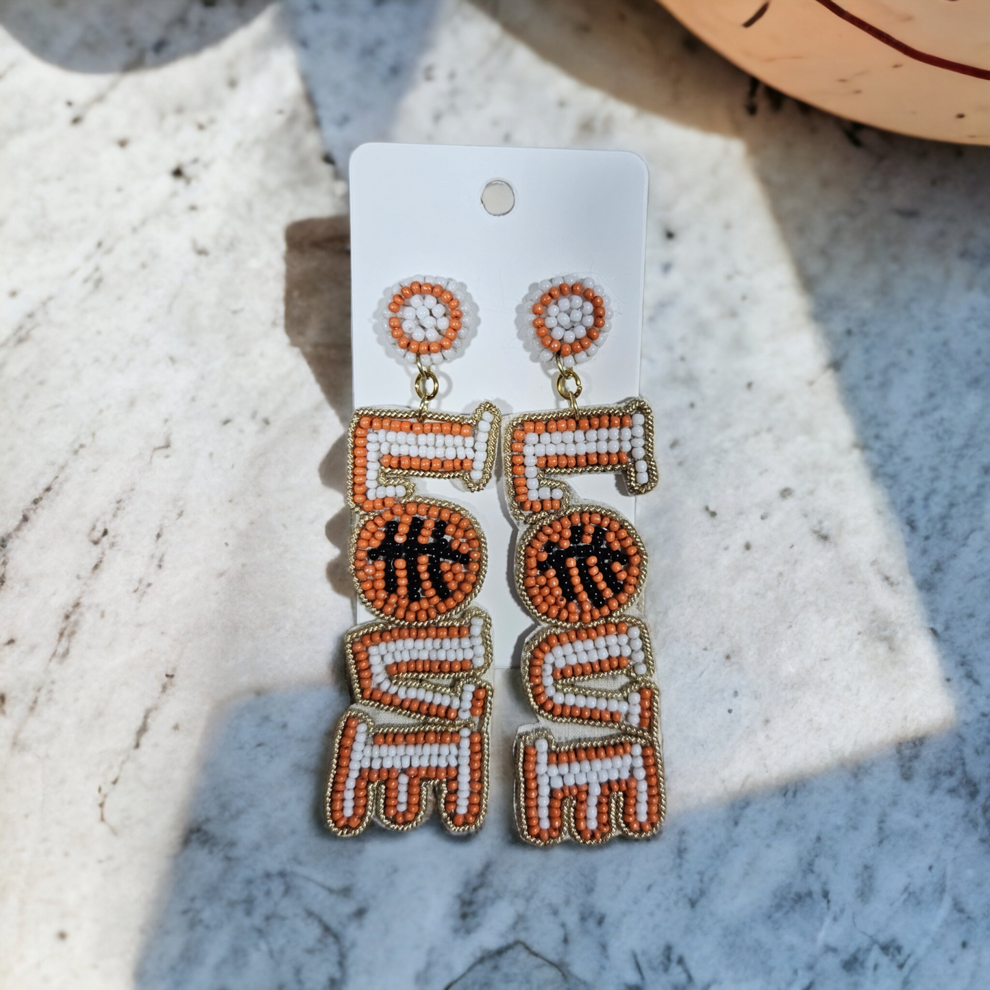 Beaded Love Basketball Earrings