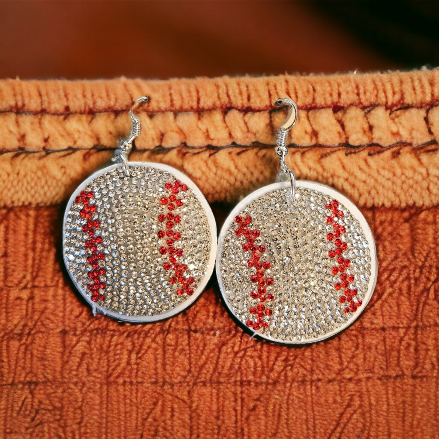 Glitter Baseball Earrings