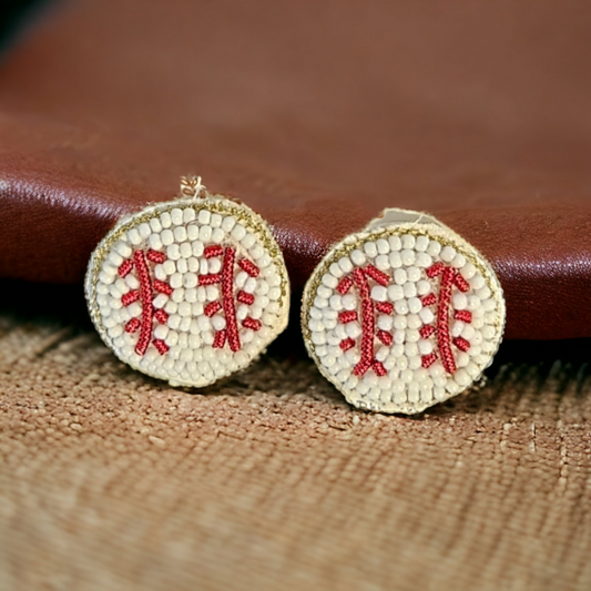 Beaded Baseball Earrings