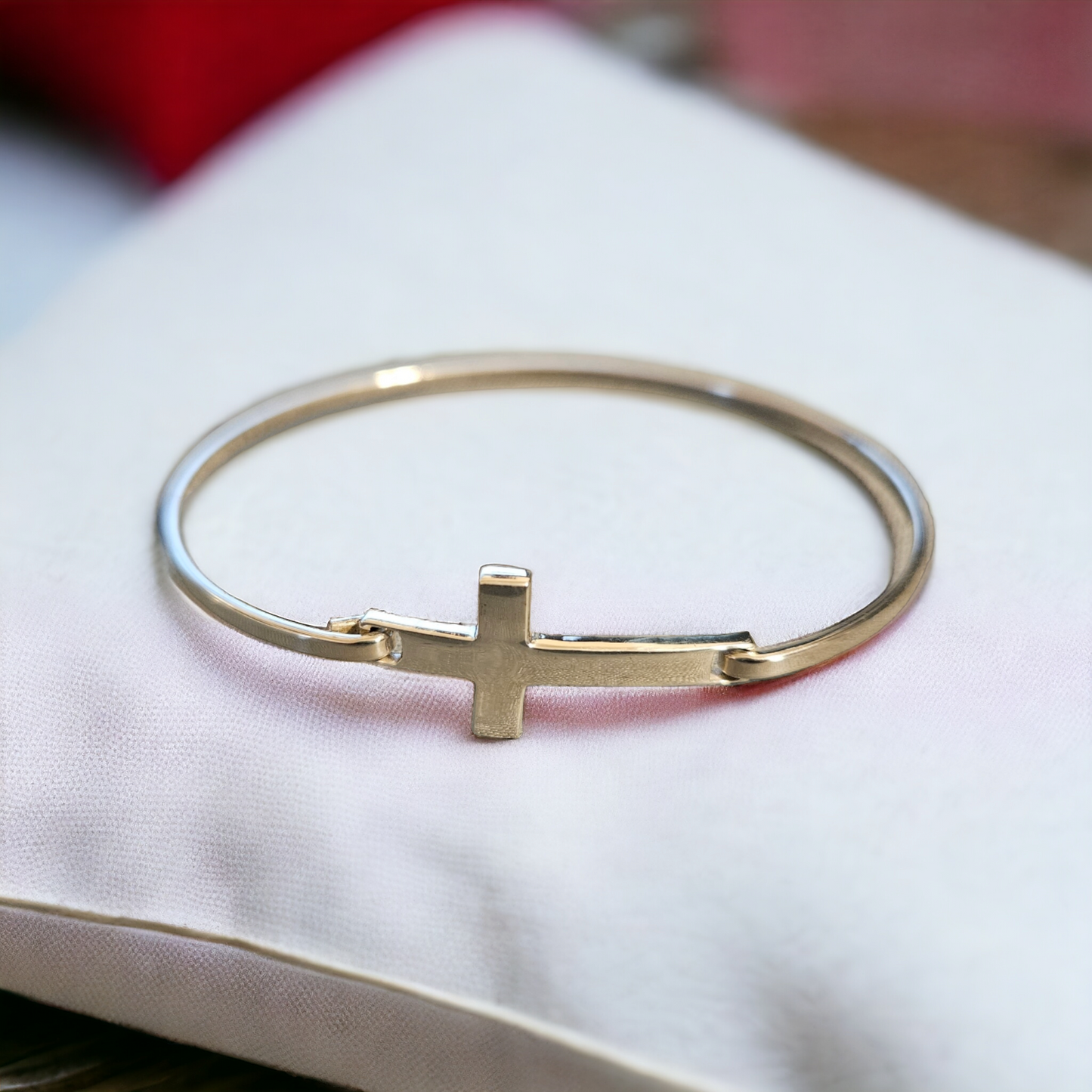 Sterling Silver Side Way Cross Bracelet