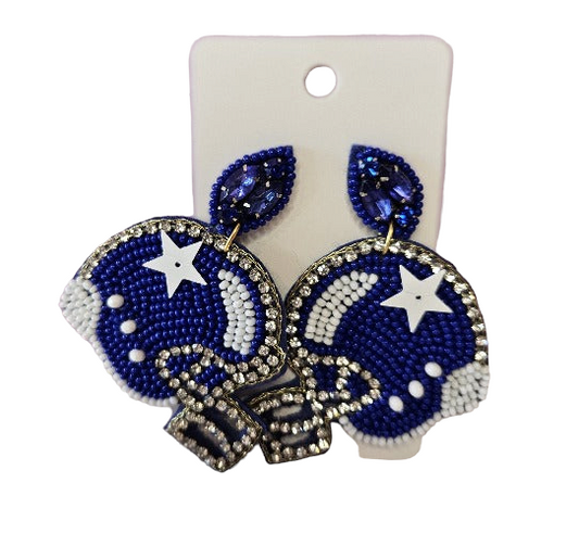 Blue Star Football Earrings