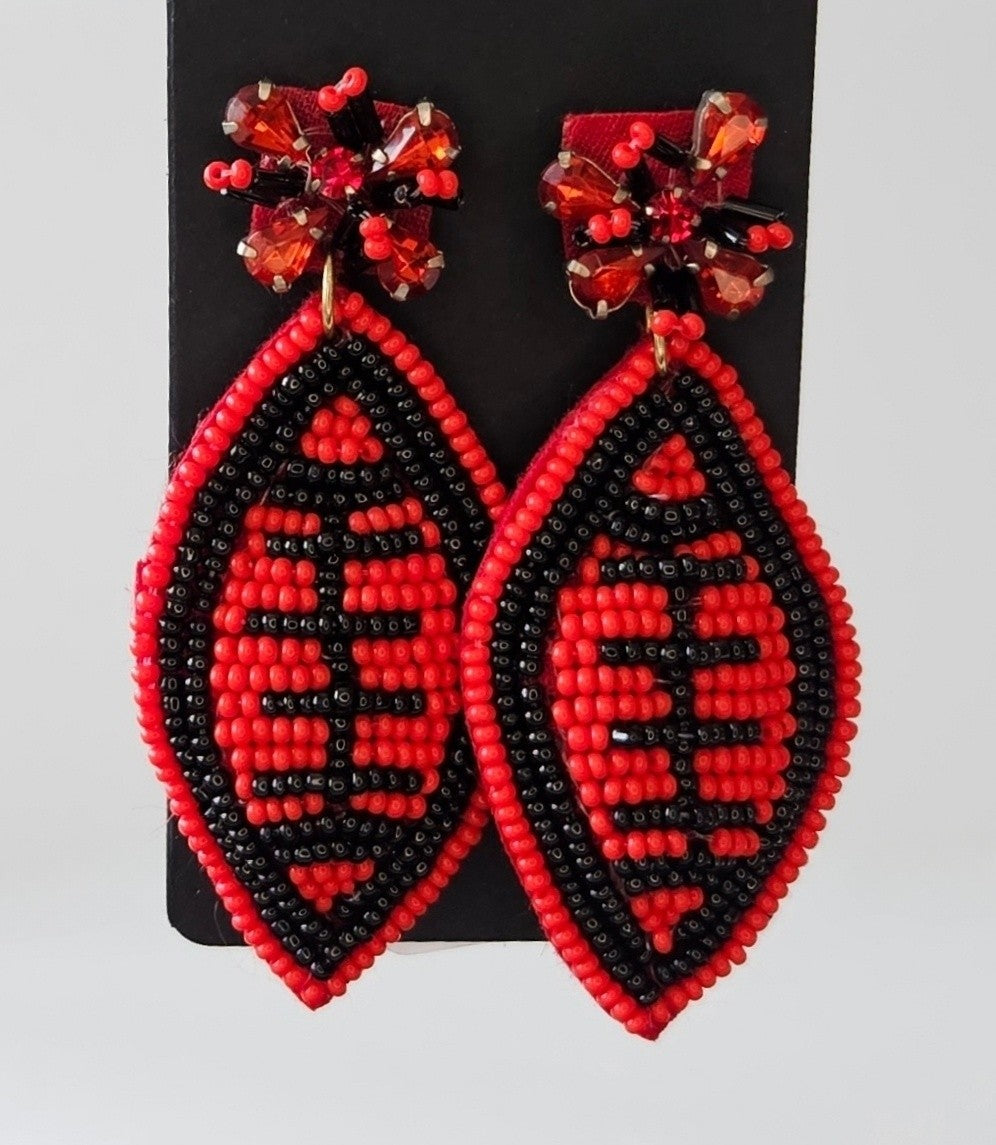 Beaded Football Earrings