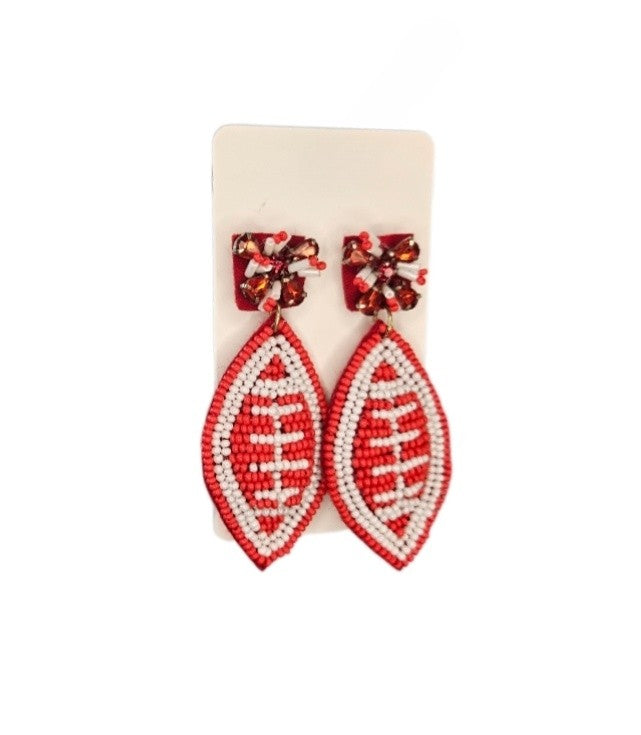 Beaded Football Earrings