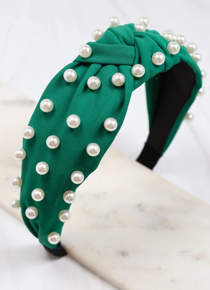 Apollo Headband with Pearls Green