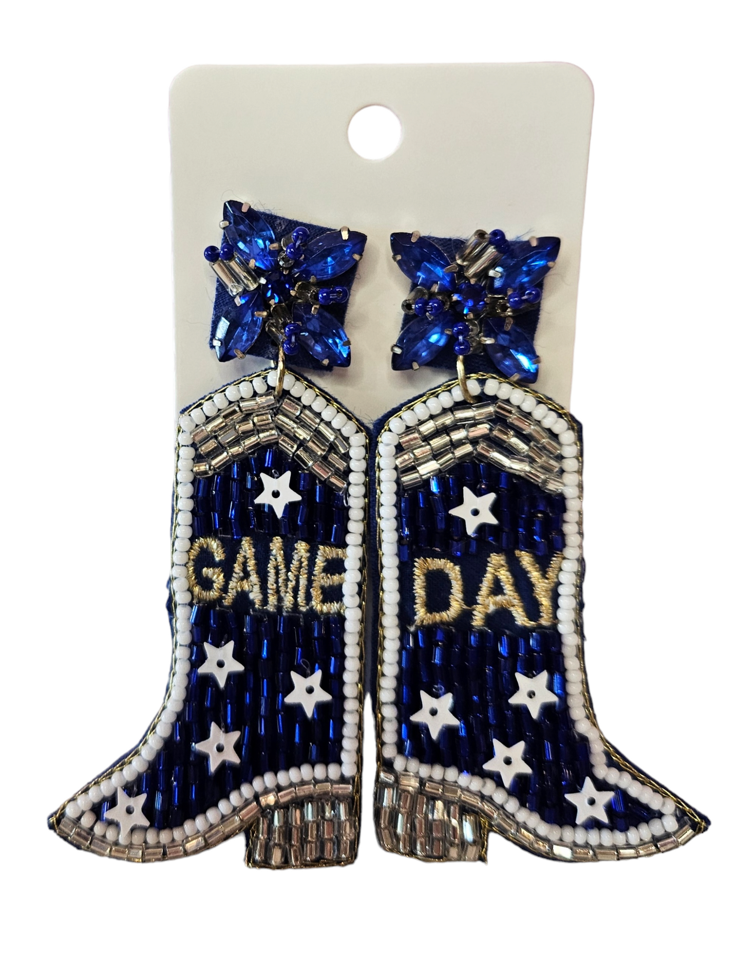 Blue Boot Football Earrings