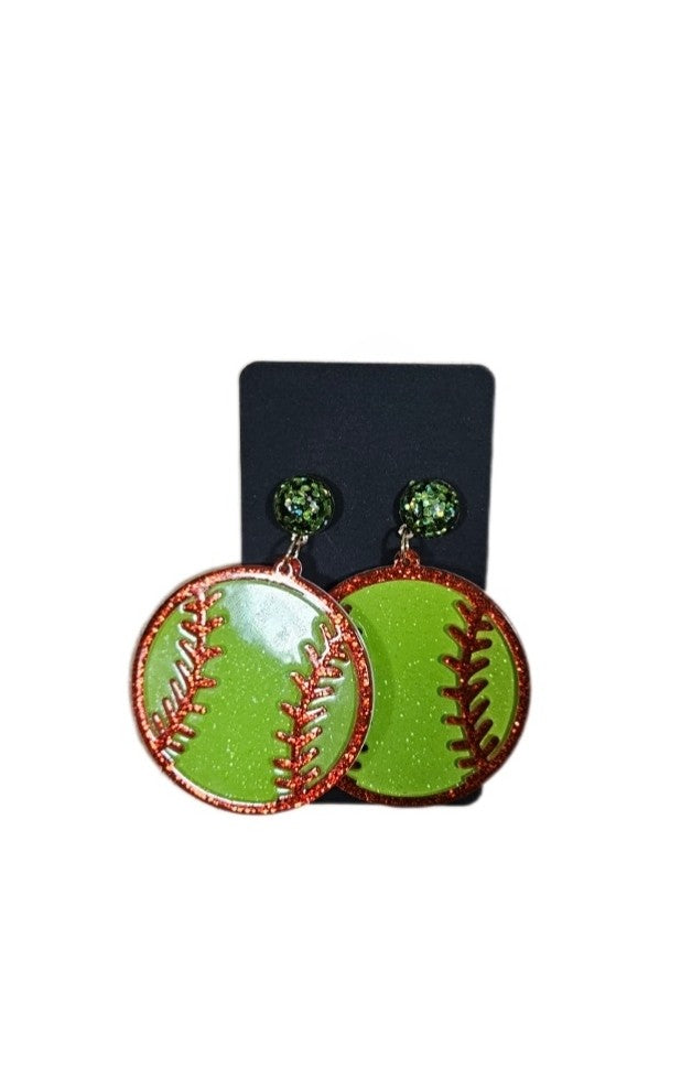 2 Inch Round Softball Earrings