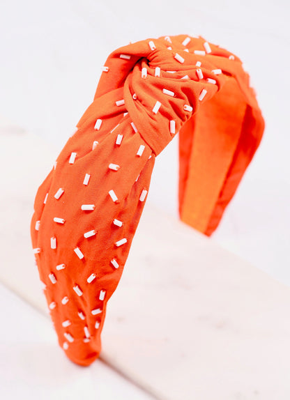 Randall Confetti Bead Headband Orange White